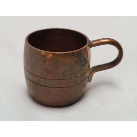 Vintage Miniature Copper Mug Cup With Handle 1" Tall Dollhouse - Picture 1 of 7